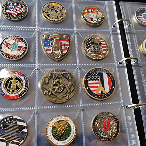Challenge Coin Display Book Medals Holder For Collectors, 120 Pockets Large Military Coin Collecting Album With Zipper And Handle - Black #TOP5