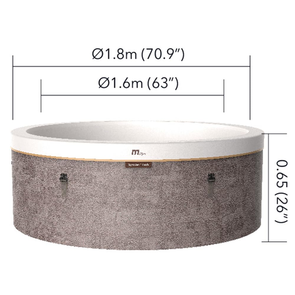 TEMPO STYLE - Vasca Idromassaggio semirigida circolare Cocoon-Eco | 1.80 Ø x 0.65 H | 130 getti d'aria massaggianti | Riscaldatore | Camera d’aria e rivestimento per conservazione del calore inclusa