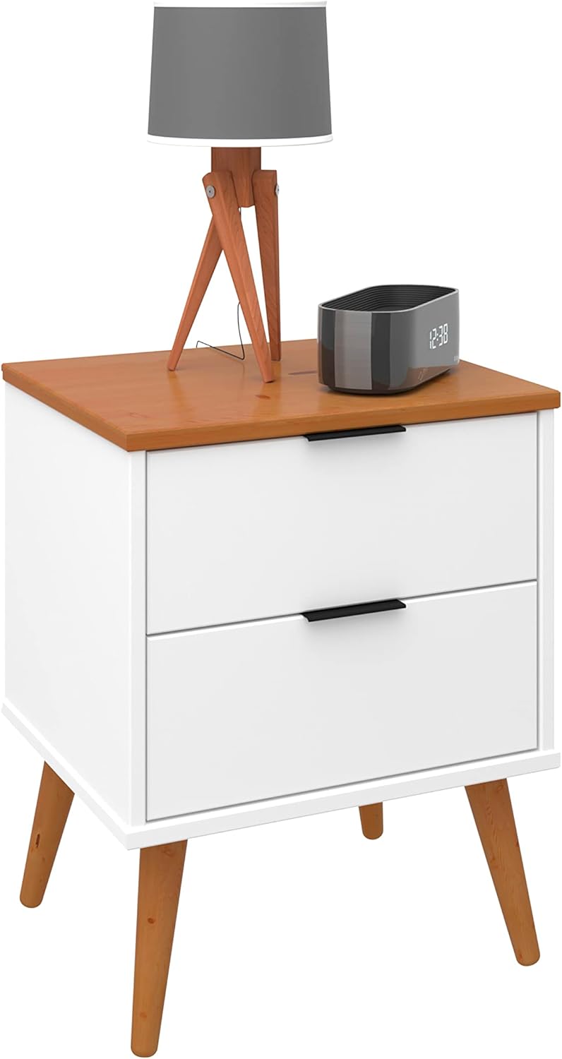 Solid Wood Nightstand – 2 Drawer Modern Bedside Table for Bedroom, Apartment or Small Spaces