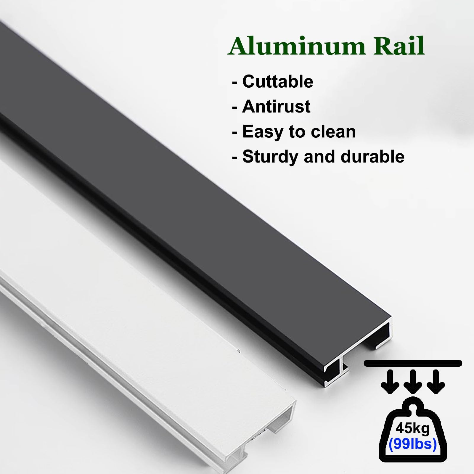 Cimaise pour Tableau Kit de Suspension pour Tableaux avec Rails, Crochets Doubles pour Accrocher Tableaux, Affiches, Miroirs et Horloges(0.7m/27"Rail,2.5m/98"Cable)