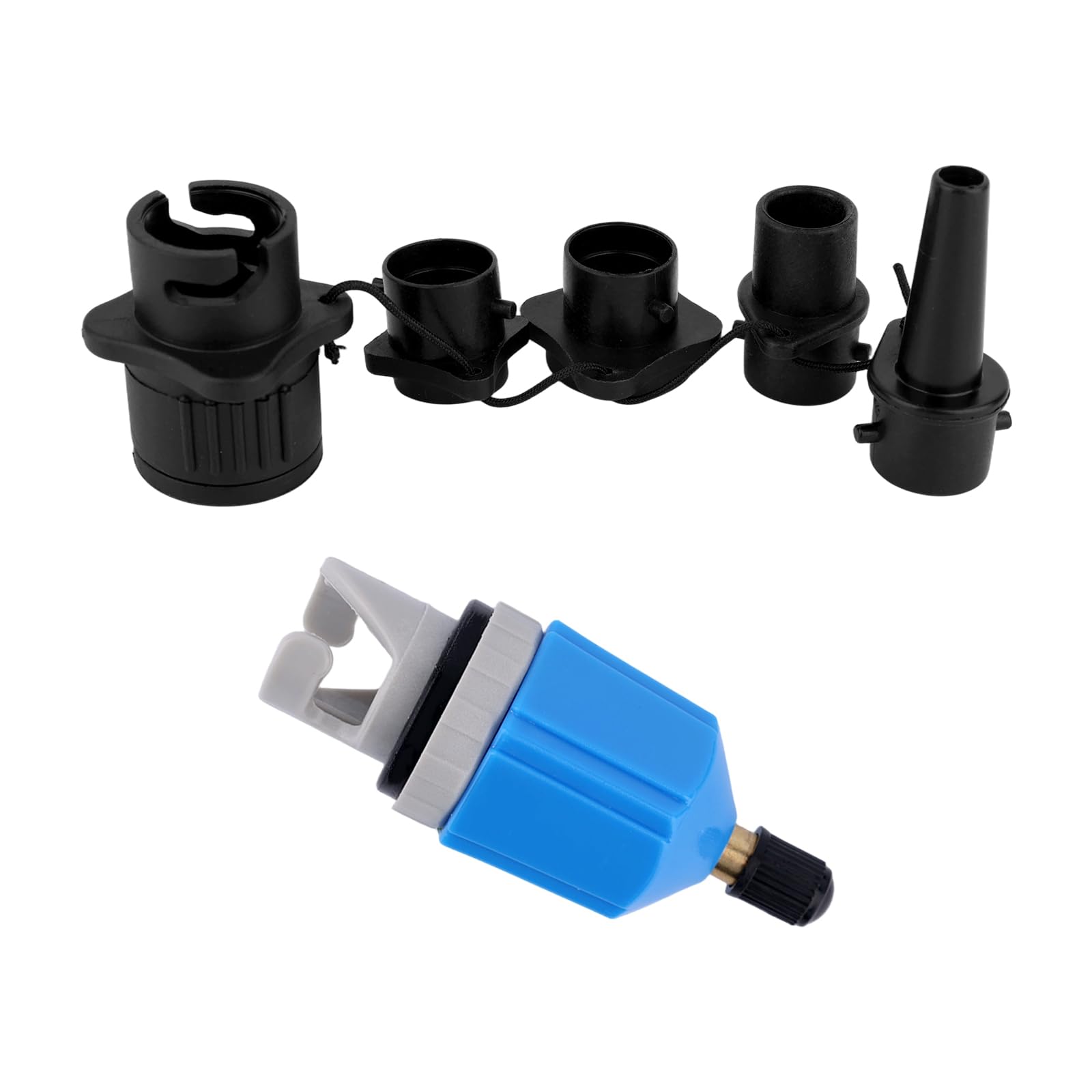 Fukaisu Inflatable Boat SUP Pump Adapter, Quick Inflate Boat Air Valve Converter with Conversion Head & 4 Air Valve Nozzles for Inflatable Boats Paddle Board Kayak