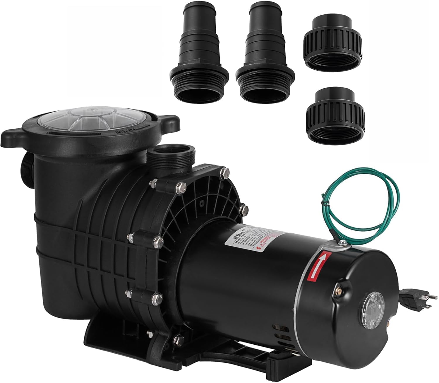 Inground/Above Ground Swimming Pool Pump, 1.5 HP 110V/220V Dual Voltage Self Primming Pool Pump with Strainer Filter Basket & Drain Plug, 1100W 60HZ Silent Operation