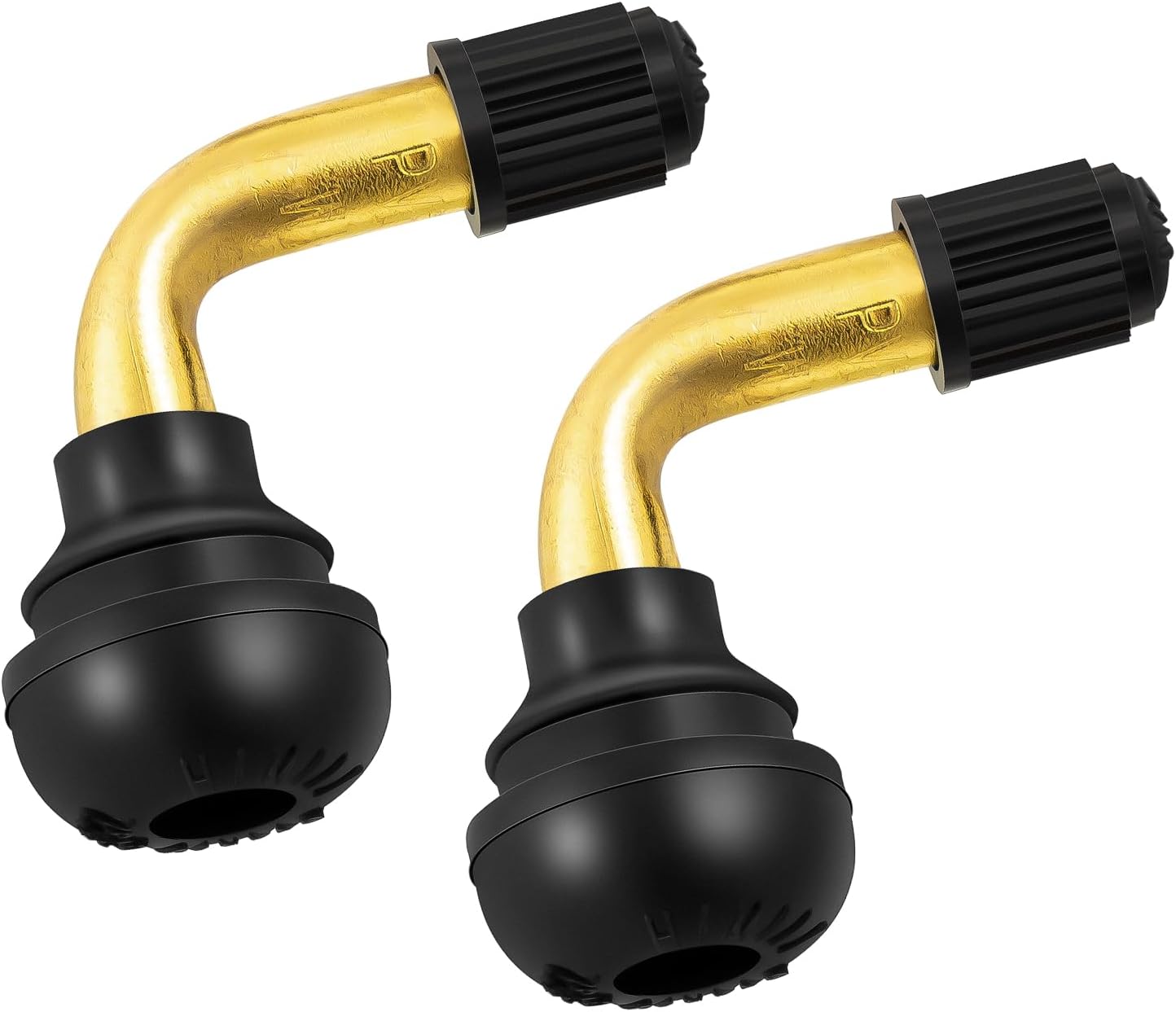 2-Pcs PVR70 Valve Stem Bent 90 Degree Angled, Brass Stem, Snap-in Rubber Base, Compatible with Most Tubeless Tire Rim, Motorcycle, Scooter, ATV (Applicable Diameter 11.3mm)