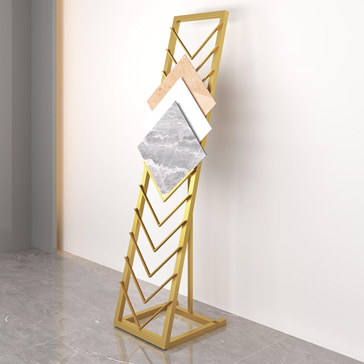 Metal Porcelain Tile Display Rack,12-tier Sample Display Stand,Standing Slotted Wood Floor Shelf,Stone Tile Holder Craft Shows Retail Storage Racks,for Building Material,Exhibition Halls(Black,30x45x1