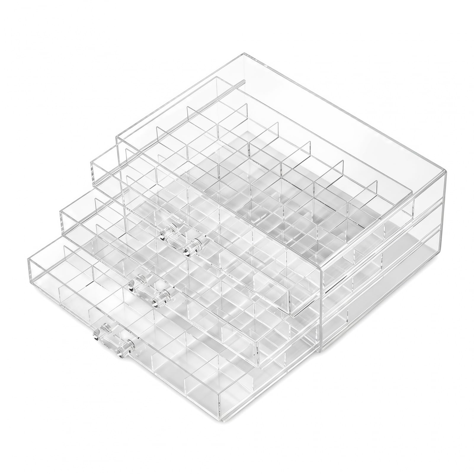 Vitrina De Coleccionista Con 72 Compartimentos, Caja Para Minerales De Acrílico Transparente Con 3 Niveles Extraíbles, Exhibidor Con Tapa Y Asas Para Almacenamiento De Figuras, Piedras Y Cristales