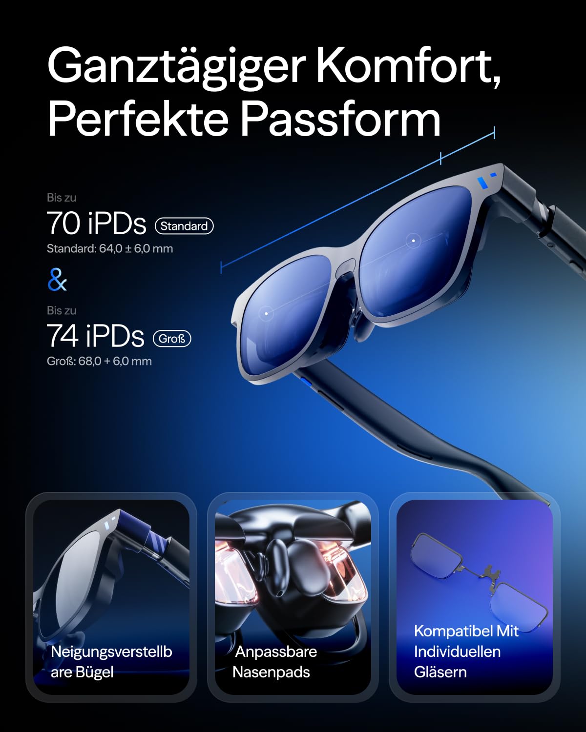 VITURE Beast AR-Brille, 174" 1200p 120Hz, 58° FOV, 3DoF, 1250 Nits-Standard | XR-Brille mit Sony Micro-OLED, HARMAN Audio, 9-stufiges Dimmen, für iPhone/Mac/Android/PC/Steam Deck/Switch 2, Fassung inkl