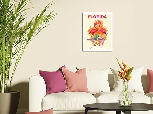 Miniatura 3 de Pacifica Island Art Cartel de metal vintage de David Klein c.1970s de Florida  Walt Disney World  By Rail Clear Across America  Cartel de metal