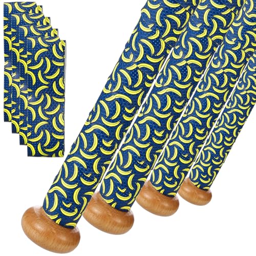 Simgoing 4 Pack Baseball & Softball Bat Grip Tape, 1.1 mm Ice Cream Drip Bat Grip Tape All-Weather Performance, Adjustable & Non-Slip Multi-Sport Handles for Baseball Team Gifts (Yellow,Banana)