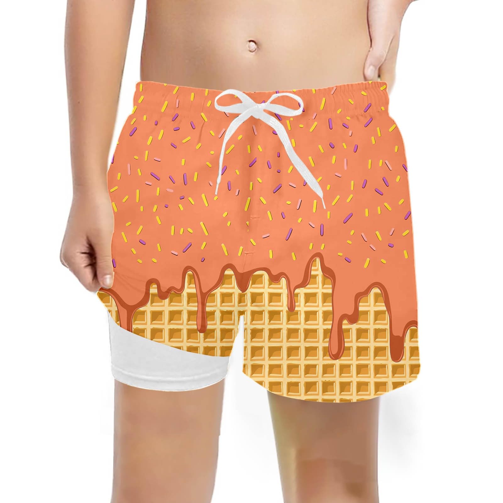 Generico Costume Anti UV Neonato-Costume da Bagno per Bambini, Estivo, da Spiaggia, Piscina, con Cintura Regolabile e Stampa Ghiaccio, Comodo, Taglia 5-14 Anni