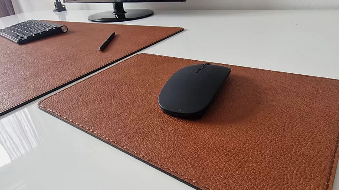 PM Schreibtischunterlage Just Leder mit Mauspad in 3 Grössen und in 7 Farben (Cognac Braun, 70cm x 50cm)