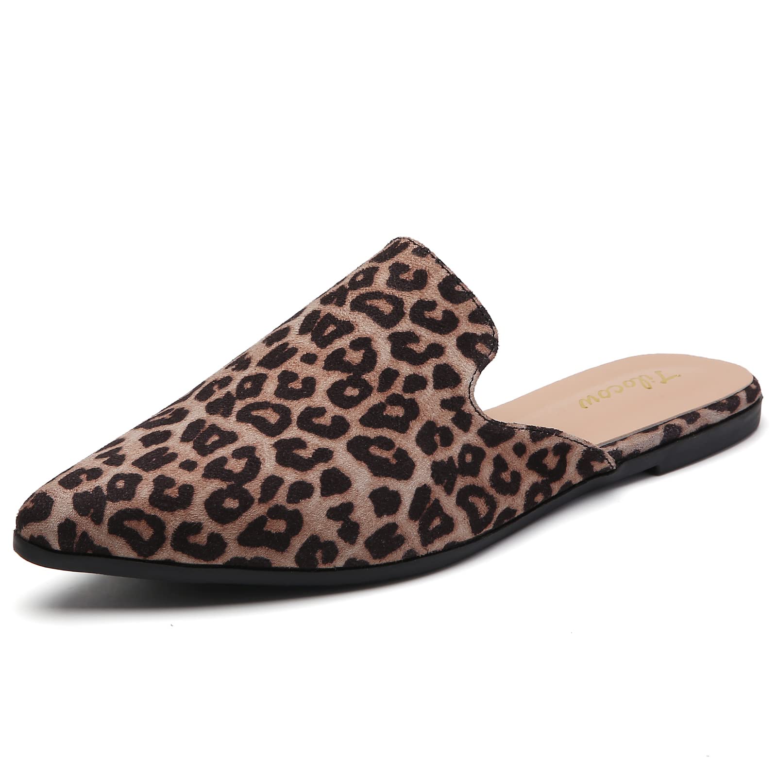 Tilocow Mules for Woman Comfortable Pointed Toe Backless Loafers Flat Mule Business Casual Shoes Slides Slip on