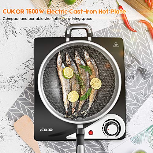 CUKOR Hot Plate,Electric Single Burner for Cooking,1500W Portable Electric Stove,cast-iron,Stainless Steel Non-Slip Rubber Feet - Thumbnail 7