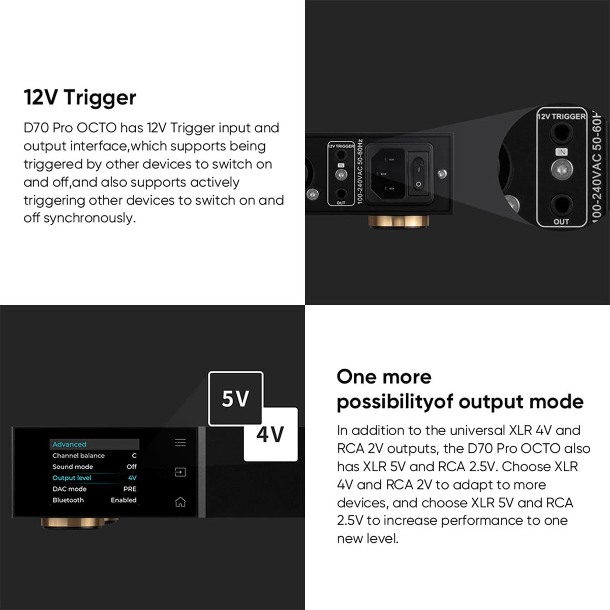 Topping D70 Pro OCTO DAC Full Bilanciato: 8x CS43198 XMOS XU316 DSD512 PCM768kHz, Bluetooth5.1 LDAC, DA ingresso USB/AES/BT/Ottico/Coassiale DAC, supporto Aurora UI/FFT/VU (Nero)