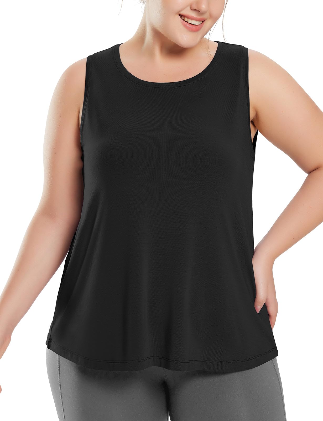 BALEAF Women's Plus Size Workout Tank Tops Loose Fit Sleeveless Athetic Running Exercise Shirts