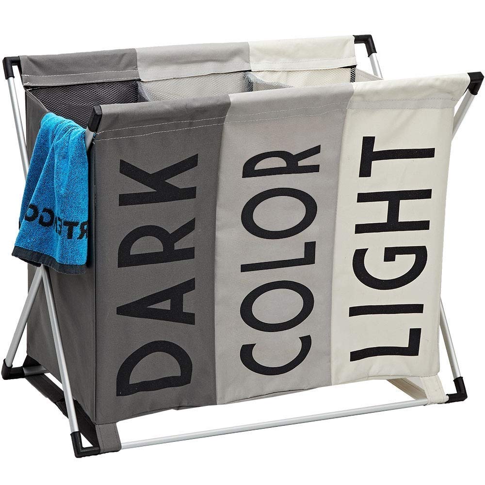 Buy HOMION LARGE 3 SECTION LAUNDRY HAMPER BASKET STORAGE FOLDING