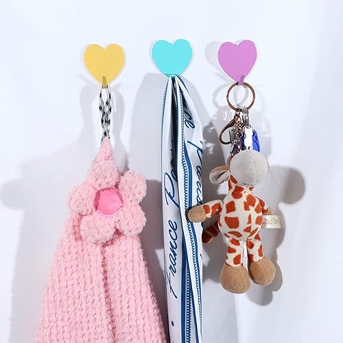 Miniatura 6 de Gancho de pared autoadhesivo en forma de corazón, gancho para puerta, ganchos decorativos fuertes de acero inoxidable para cocina y baño (5