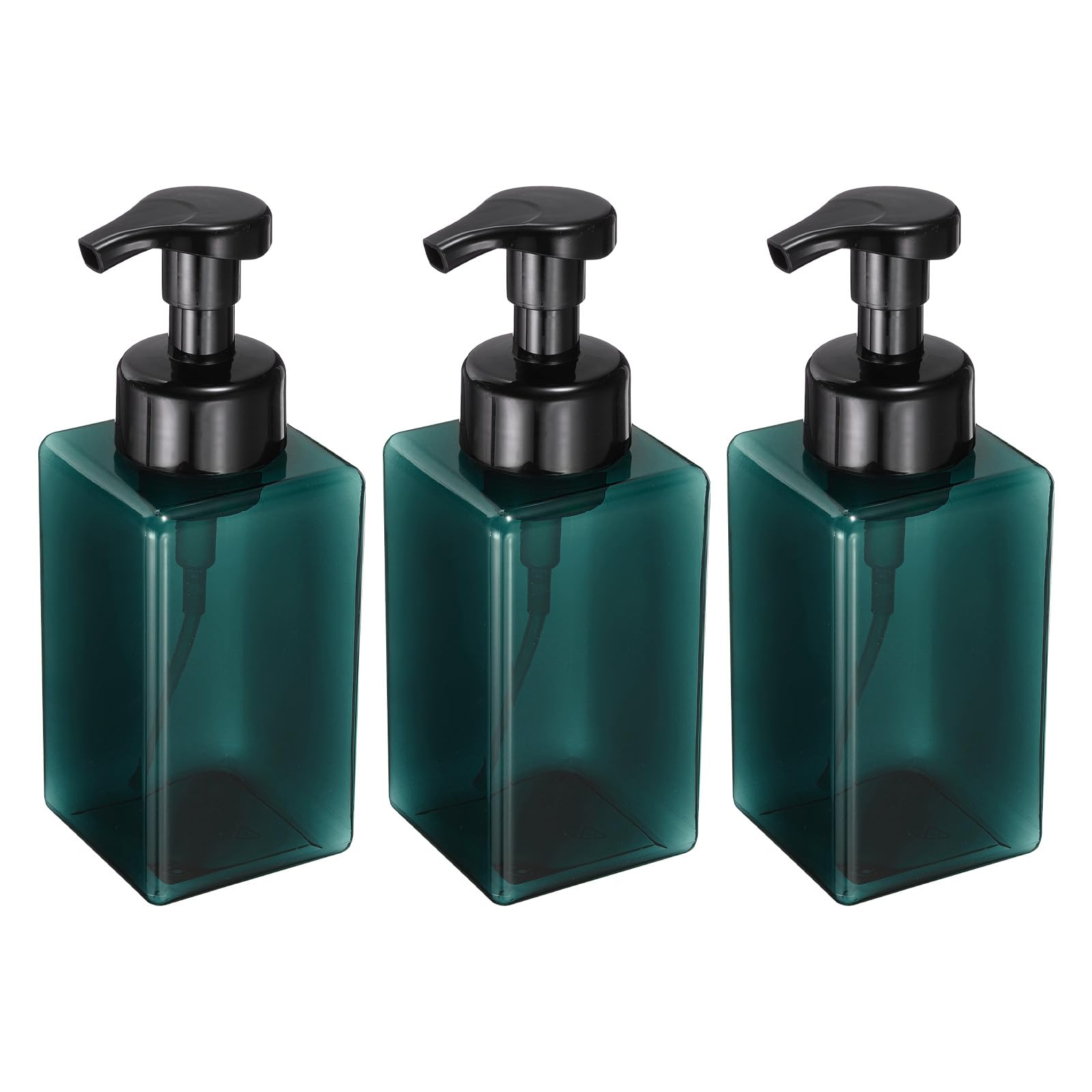 uxcell 3PCS Square Empty Foam Pump Bottle, 450ml Travel Foam Soap Dispenser Empty Refillable Plastic Pump Bottle for Lash Shampoo, Hand Soap, Facial