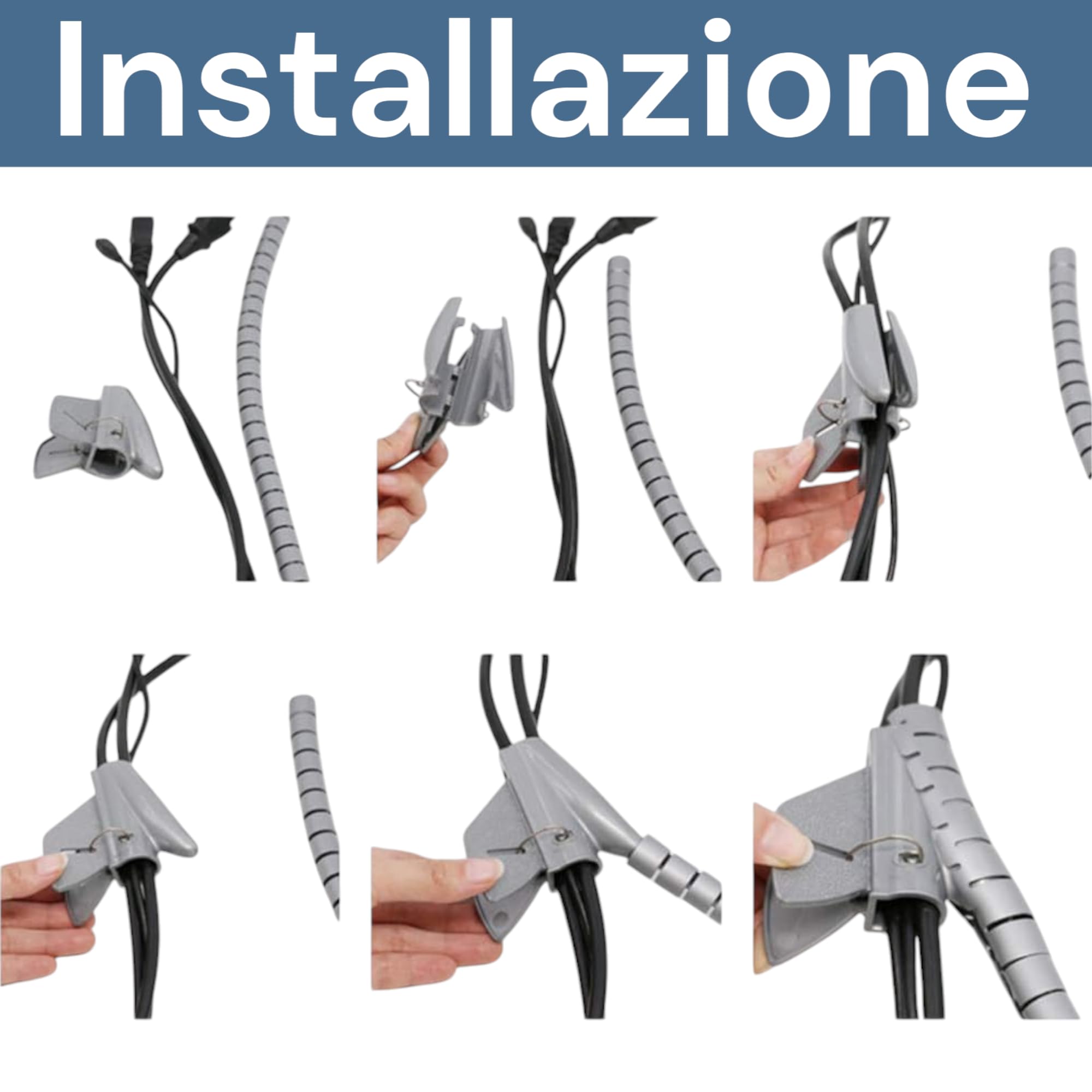 Spirale Avvolgi Cavo Flessibile, 1,5M Ø18mm Guaina per Cavi Flessibile, Raccogli Fili Raccogli Spiralato, con Fermaglio Guidafilo per Organizzare Cavi Di Tv, Computer, Home Theatre 9368012