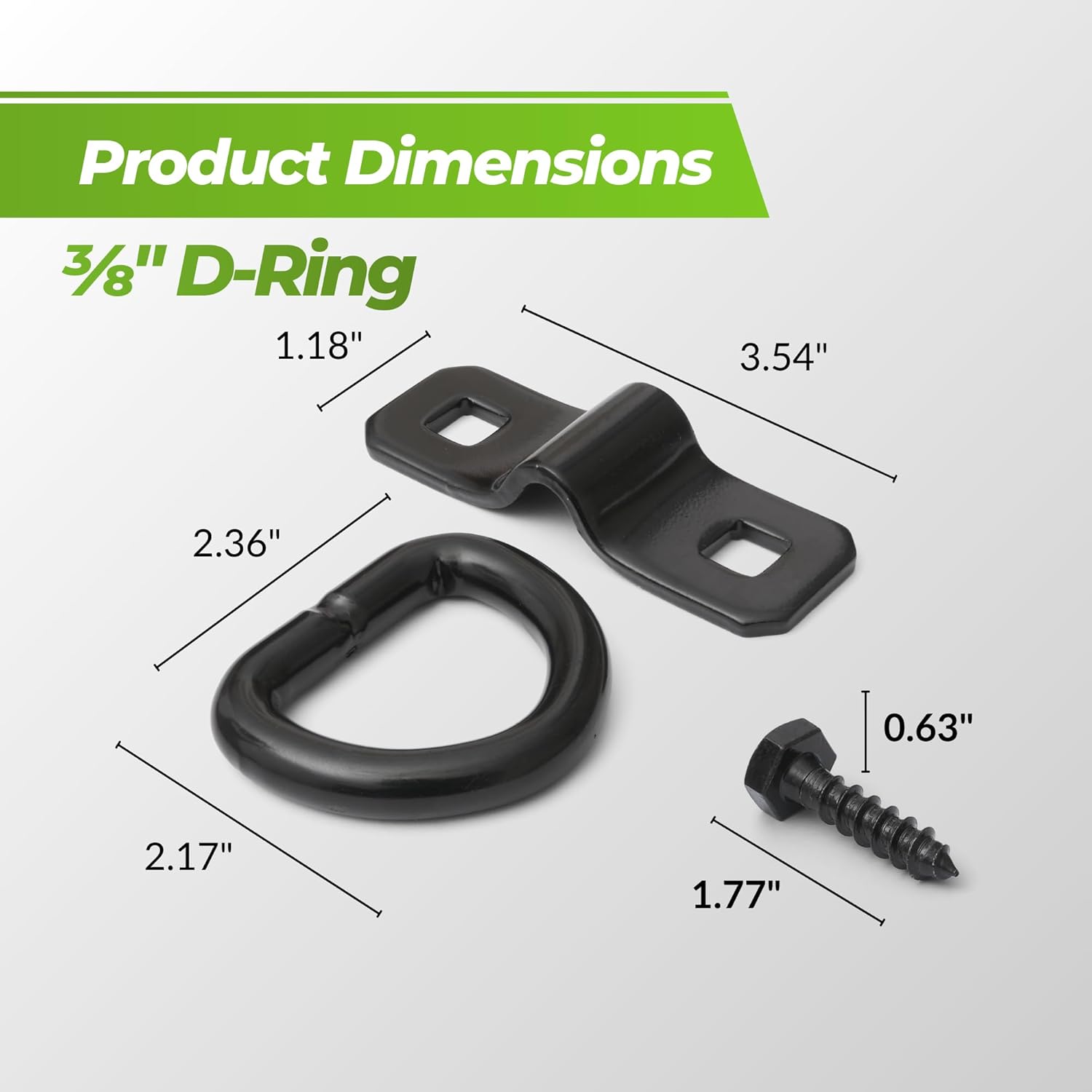 Cavo 6 PCS 1/4" Steel D-Ring Tie Down Anchors with Screws, 2400 lbs Heavy Duty Lashing Rings for Trailer Pickup Van ATV SUV RV Boat Motorcycle, Cargo Surface Mount Hooks, Trucks Bed Anchors, Black - Image 2