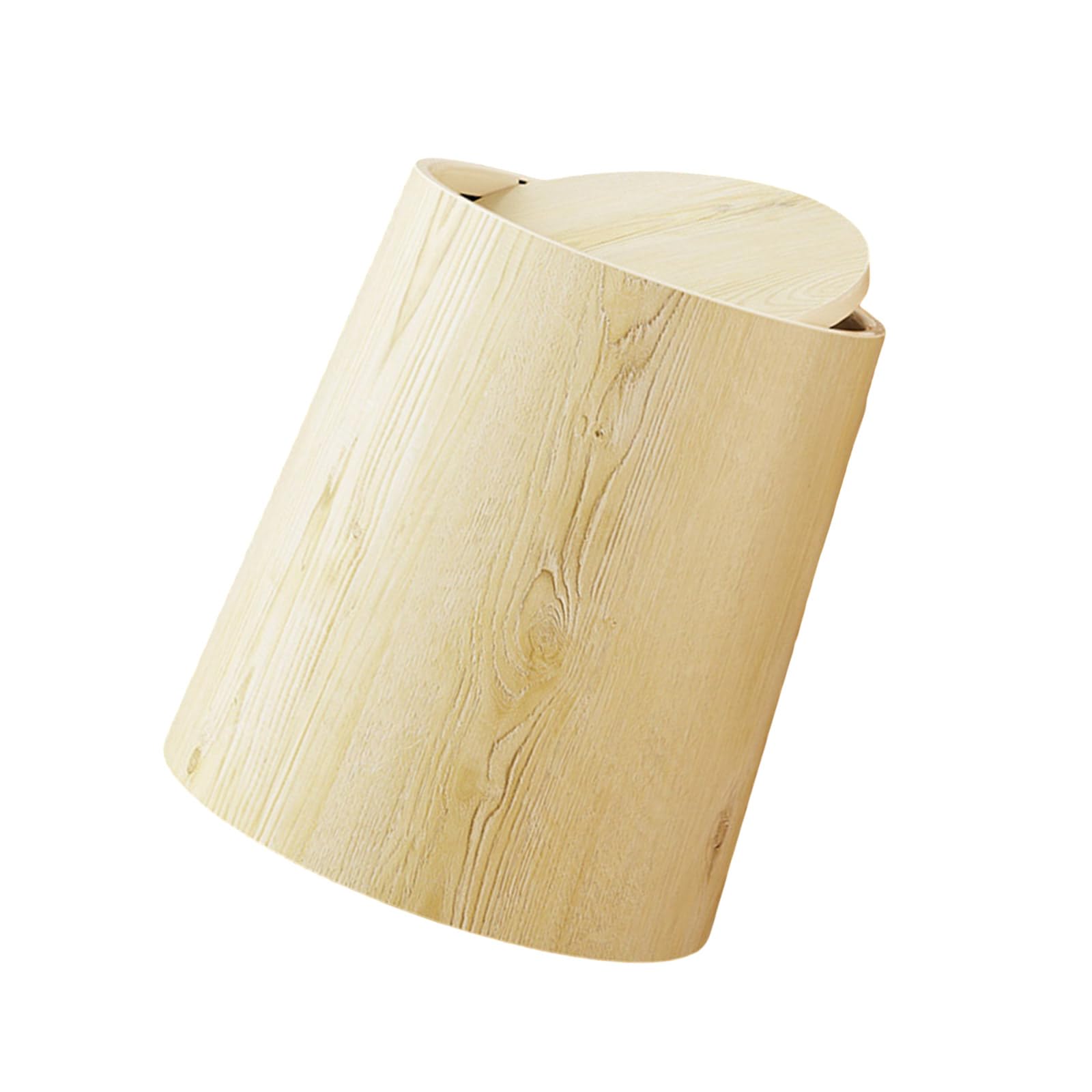 Buxuaaaa Antique Wood Grains Trash Can with Proof Lid and Easy to Clean Design Garbage Bin for Home Bedroom Use Wood Grains Trash Can with Lid