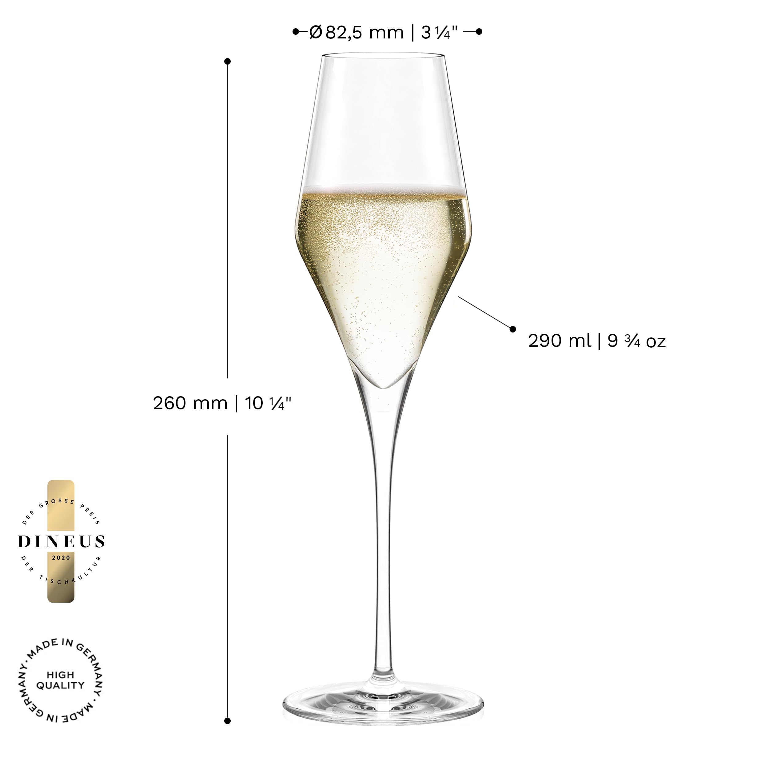 Stölzle Lausitz Champagner Gläser Quatrophil 2er-Set – Eleganter Champagnerkelch ideal für Sekt & Prosecco – Hochwertige Kristall Sektgläser aus deutscher Herstellung – Spülmaschinen- & Stoßfest – Bild 2