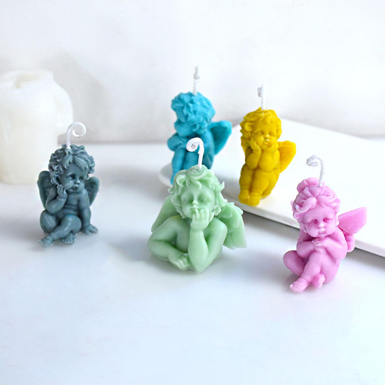 Moule à bougie en Silicone en résine pour bébé ange, pour la fabrication de bougies, ornement de bureau, gypse, aromathérapie, ornement en résine d ' ange en Silicone