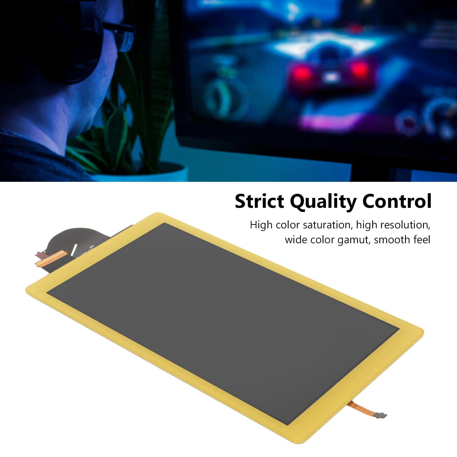 Sostituzione dello Schermo LCD, Lite Touch Screen Digitazer Pannello di Visualizzazione dello Schermo LCD, Display Retroilluminato OEM per Lite Game Console (Giallo)