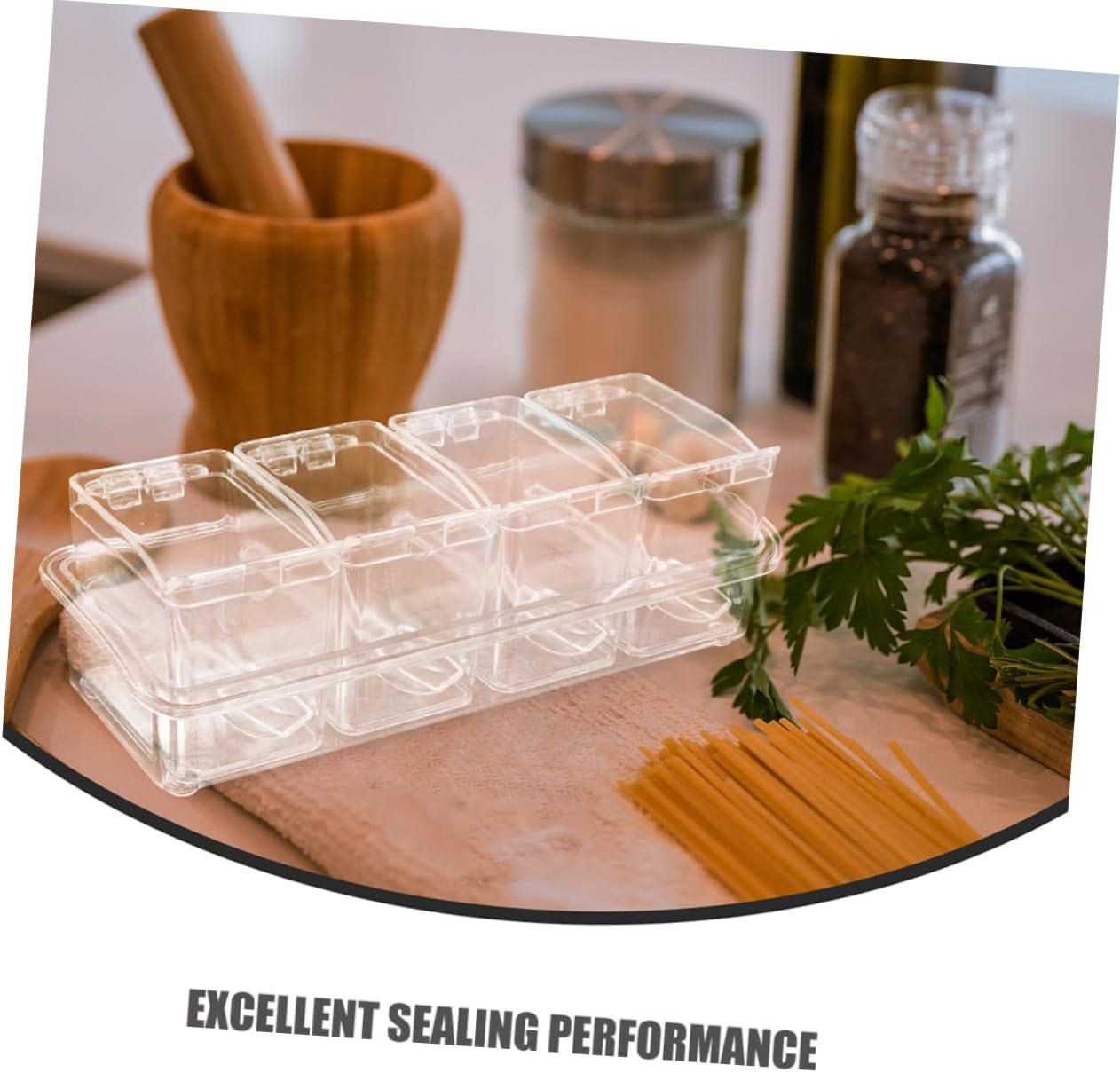 VICASKY 2 Sets Clear Spice Storage Box with Compartments Spoons Seasoning Organizer for Salt Sugar and Condiments Effortless Maintenance Freshness Preservation