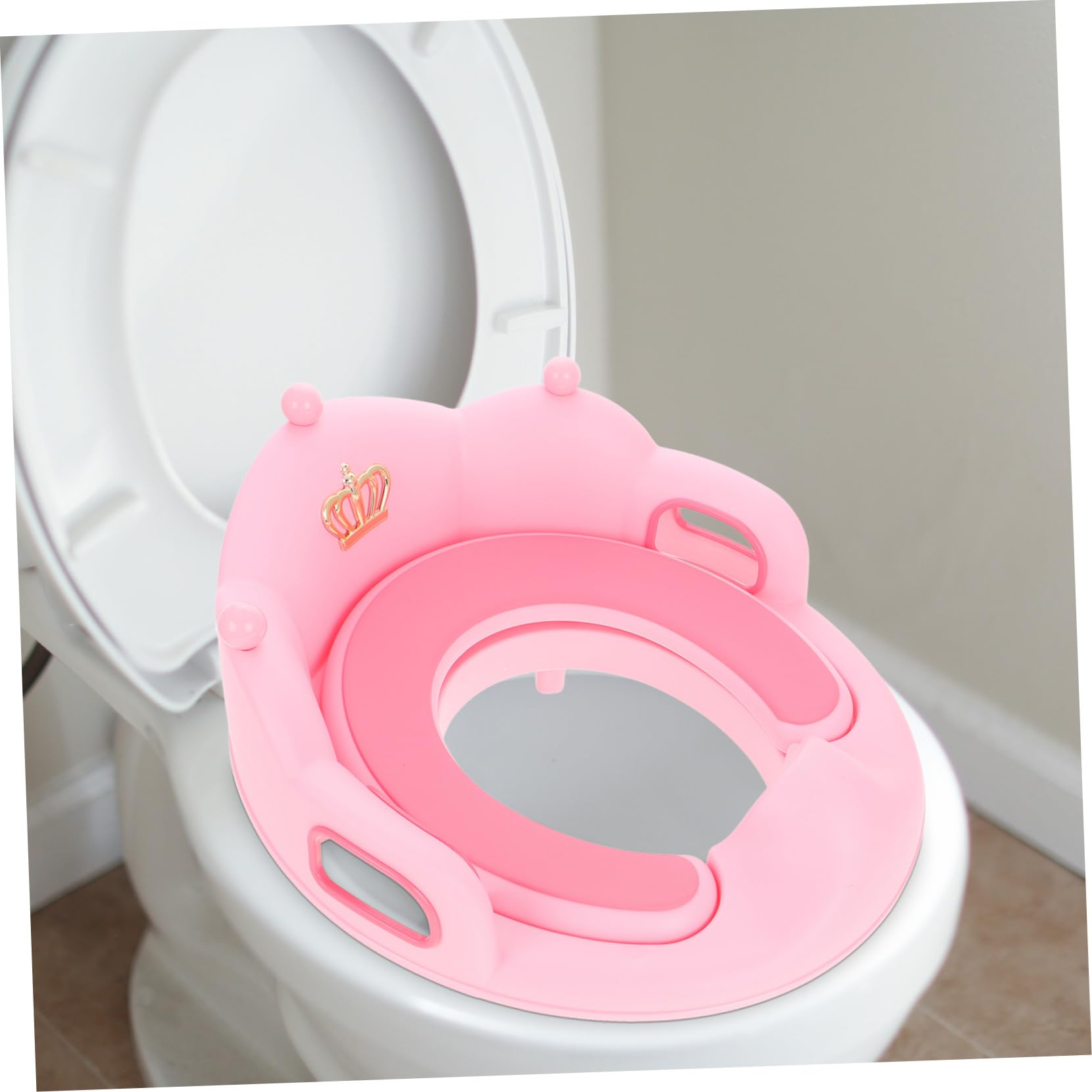 Töpfchen Trainingssitz Rosa mit Abnehmbarem Weichem Kissen | Griff und Rückenlehne, Pp Ausführung, Rutschfestes Design, Leicht zu Reinigen, für Kinder und Mädchen
