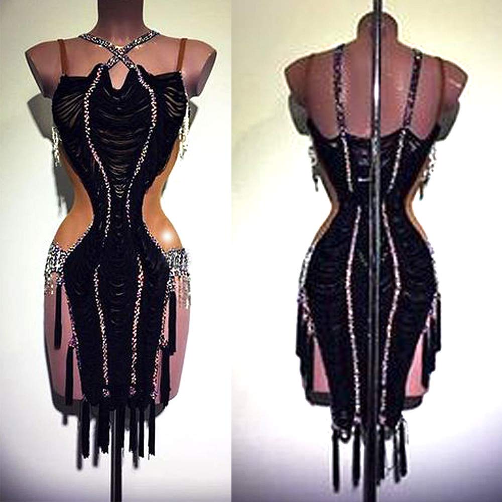Size US 8 Women Competition Ballroom Latin Samba Rumba Smooth Swing Rhythm ChaCha Asymmetrical Fring