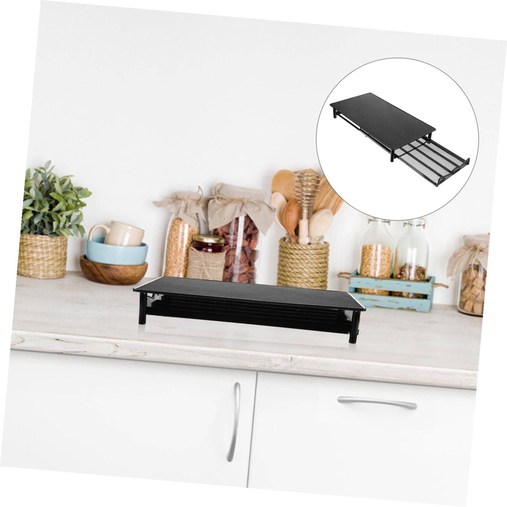 PACKOVE Caja de Almacenamiento de Hierro Organizador Portátil y Antióxido Capacidad para 40 Cápsulas para Cápsulas de Café Negro para Escritorio o Cocina