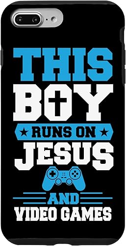 Vista 12 de This Boy Runs On Jesus And Video Games Christian Gamer Case for iPhone 16