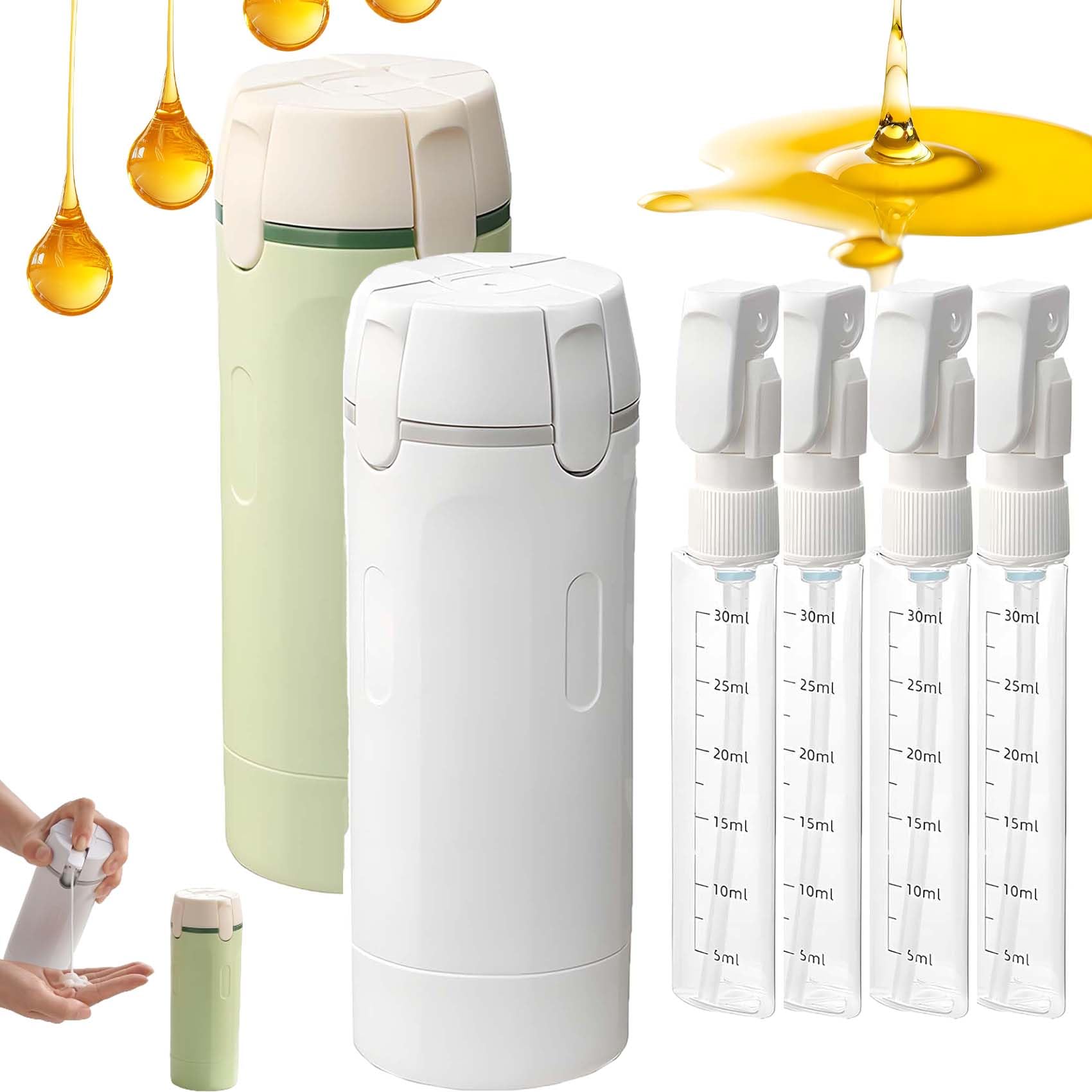 4in1 Reise Spenderflasche, Leak Proof Travel Size Containers, Portable Shampoo Lotion Conditioner Cream (2PCS)