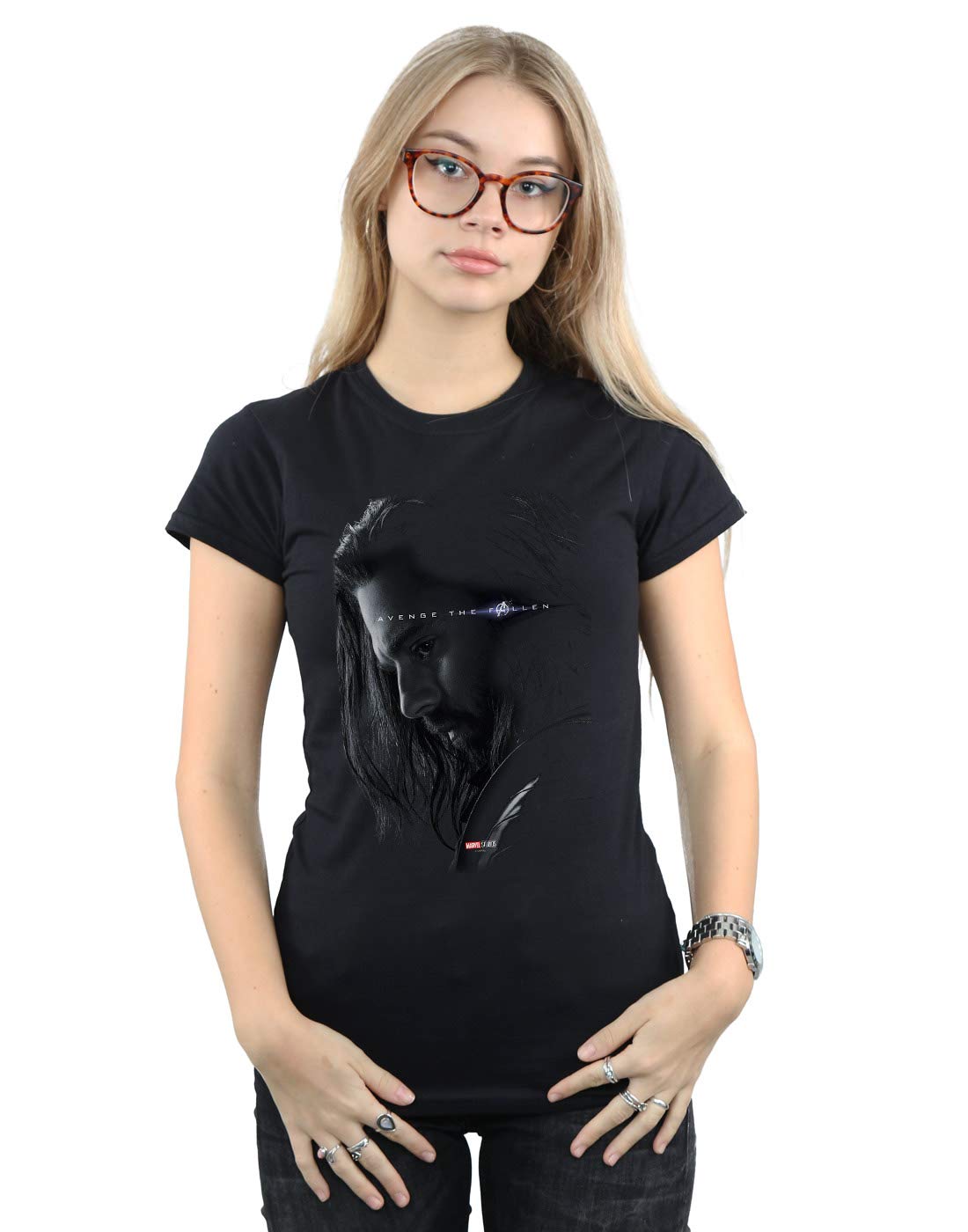 Absolute Cult Women's Black Marvel Avengers Endgame Avenge The Fallen Bucky T-Shirt Medium