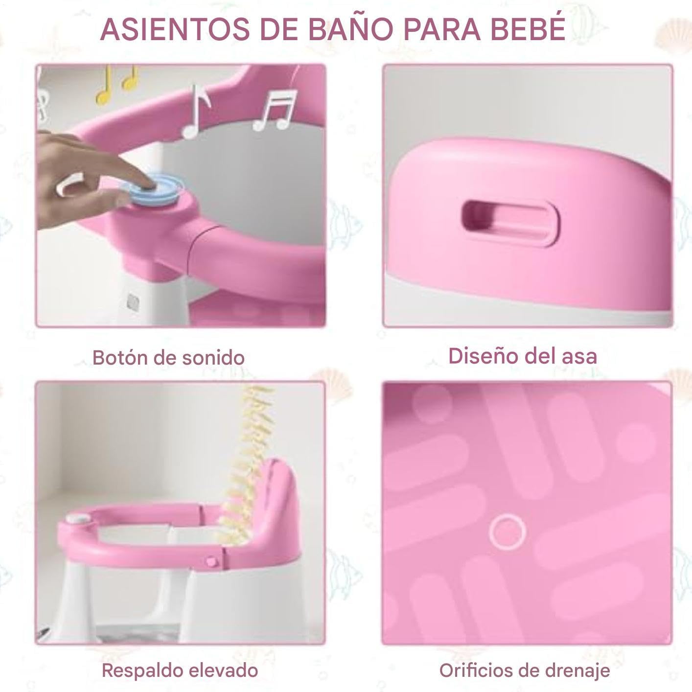 Seggiolino da bagno per bambini, supporto portatile per bagno per bambini, supporto da bagno con drenaggio rapido, per 1-3 anni, per spiaggia, piscina, viaggi