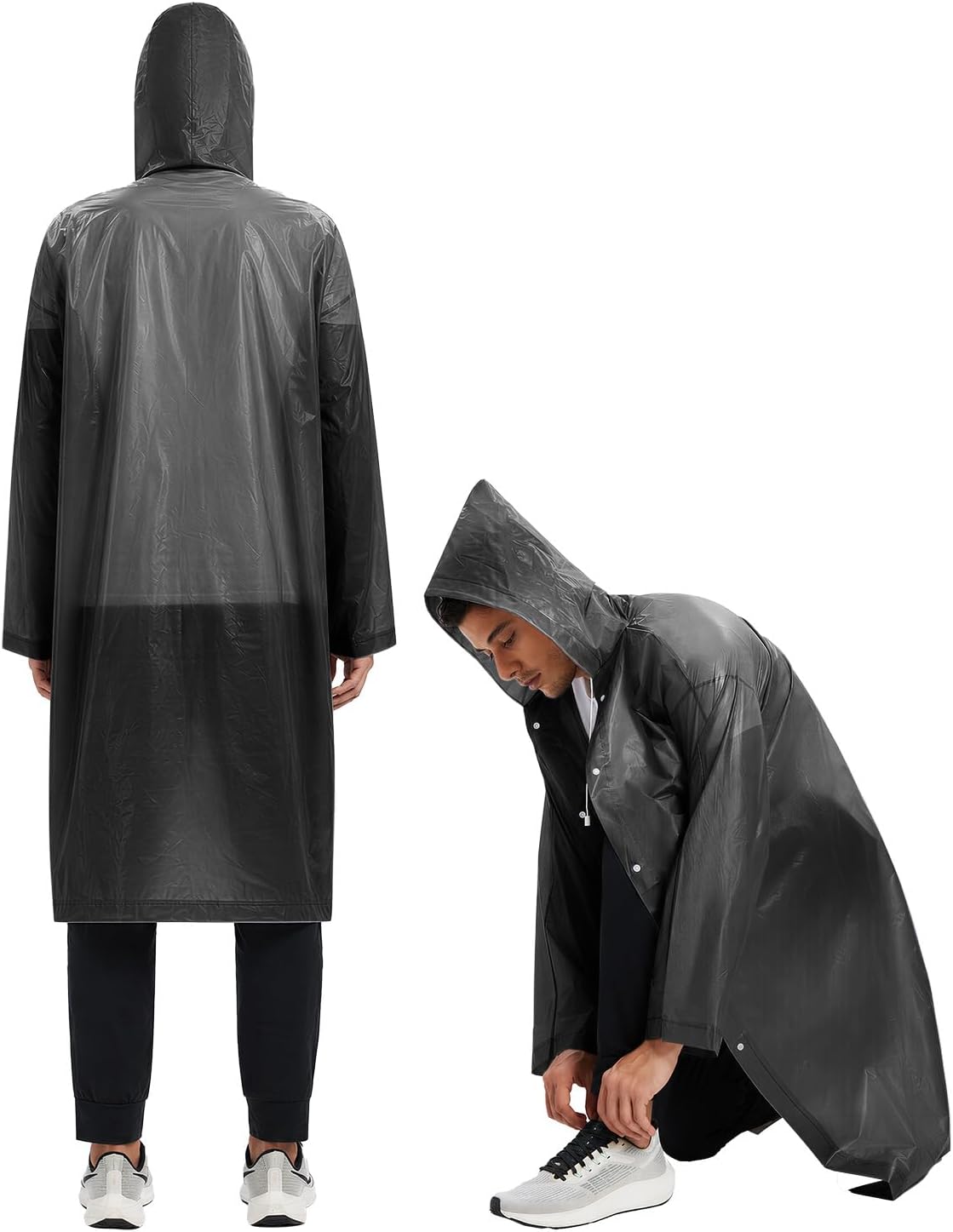 SaphiRose 2 Pack EVA Rain Ponchos for Adults, Reusable Hooded Raincoats image 2