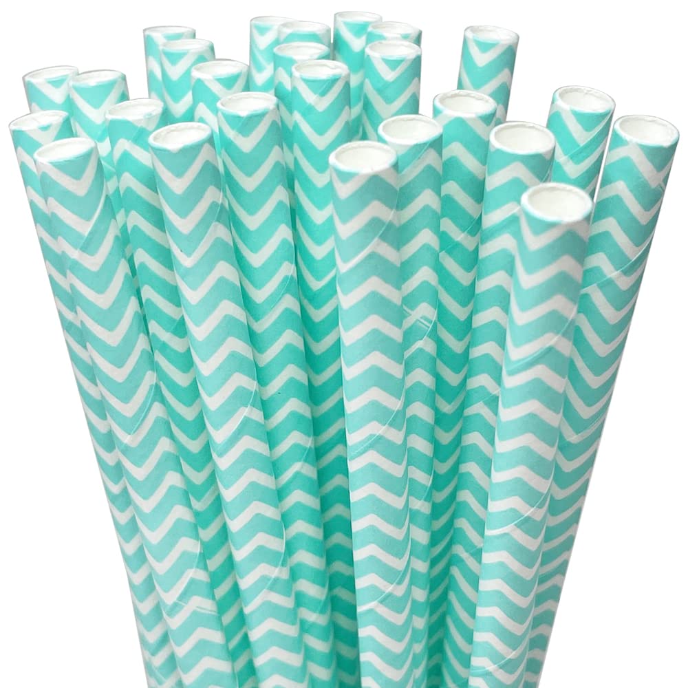 Just Artifacts Chevron Stripe Paper Straw 25pcs Light Blue