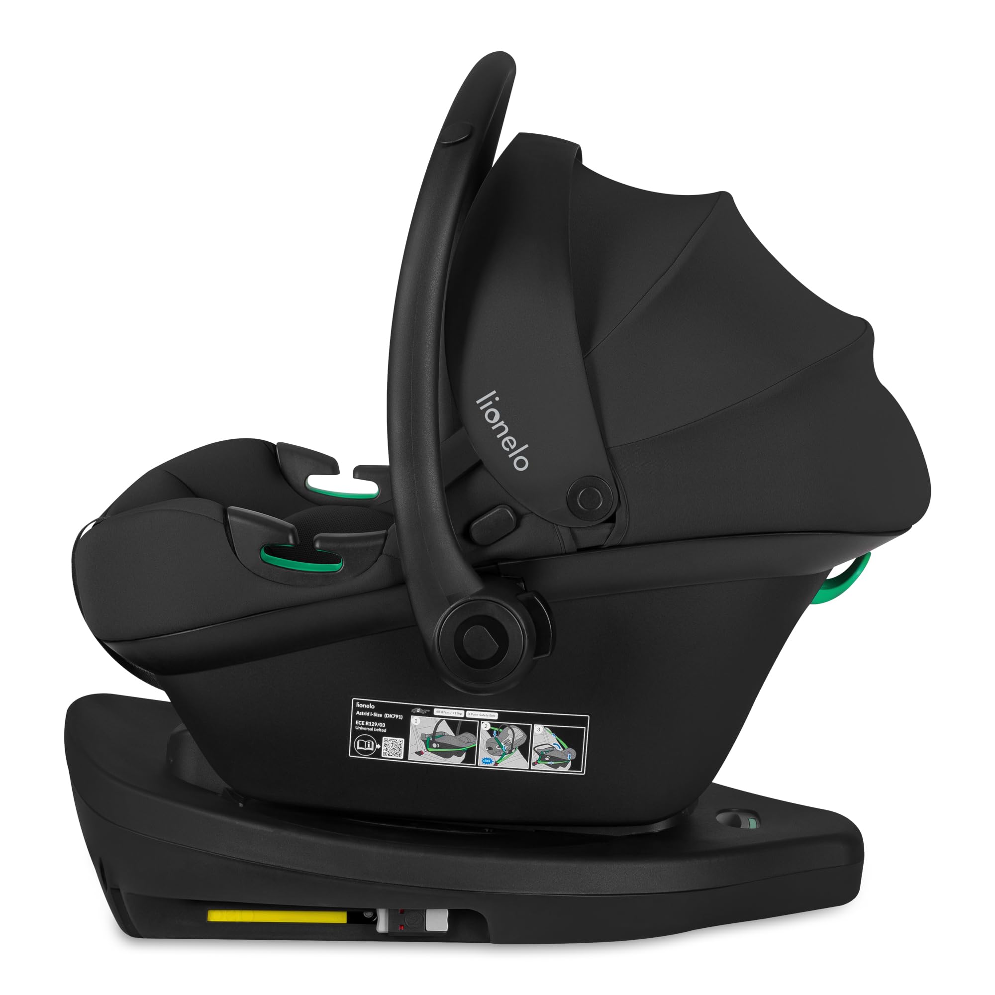 Lionelo Astrid i-Size Set Plus seggiolino auto con base ISOFIX 40–87 cm | Base girevole 180°, installazione contro marcia, protezione laterale, poggiatesta Memory Foam e inserto traspirante Dri-Seat