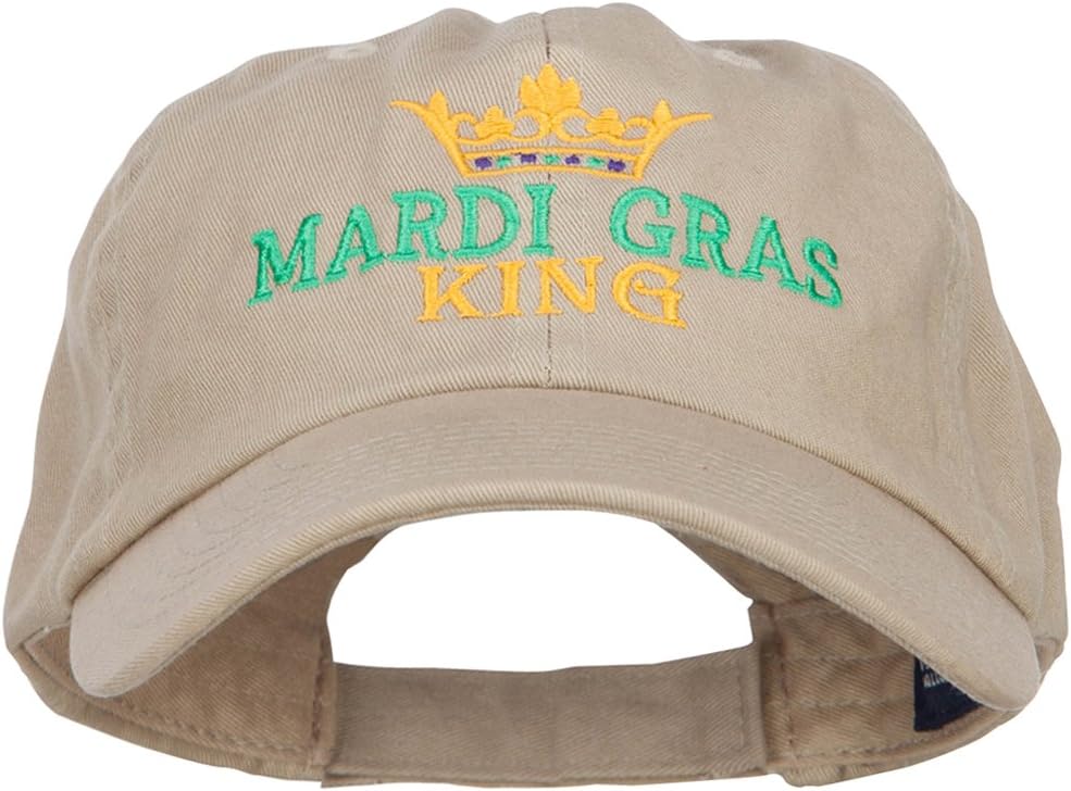 Mardi Gras King with Crown Symbol Embroidered Cotton Cap