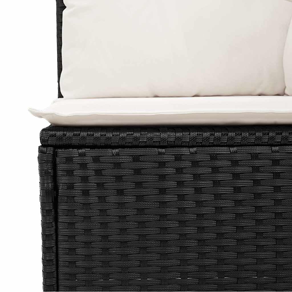 vidaXL 2-TLG. Garten-Sofagarnitur mit Kissen Schwarz Poly Rattan