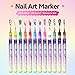 12 Colors Nail Art Marker, Quick Dry Nail Polish Pens, Waterproof Nail Art Pens, Gel Marker Pen Set with 0.5 MM Fine Tips, Nails Design Kit, Acrylic Painting Liner Pen for Nail Art, Manicure Tools