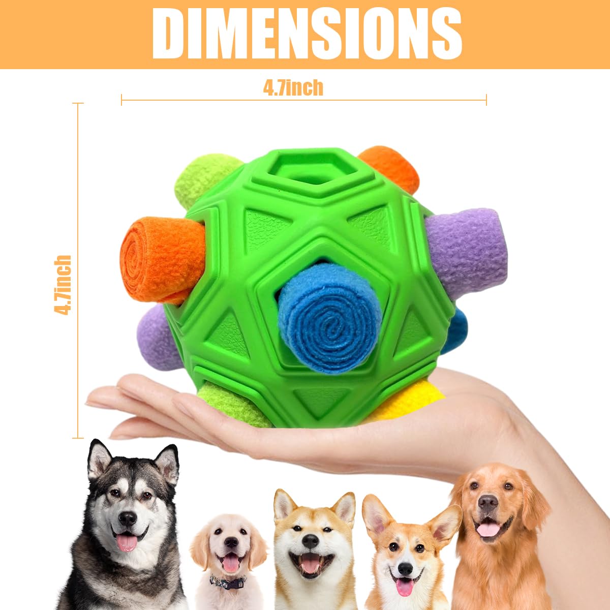 Dog Snuffle Ball-Interactive Puzzle Dog Toys Encourage Natural Foraging Skills Slow Feeder for Training and Stress Relief, Cloth Strip Hiding Food Chew Toys with Squeaky Carrot Toy for Any Size - image 3