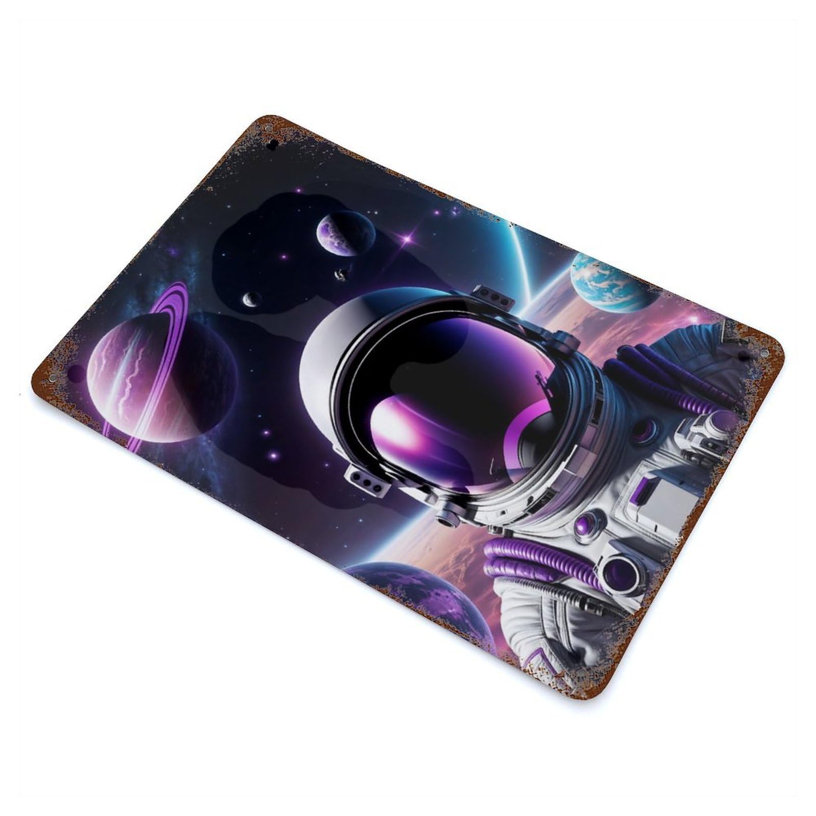 Close Up Astronaut Space Retro Metal Sign 11.8"x7.9", Ideal for Cafe, Home Bar And Lounge Decor