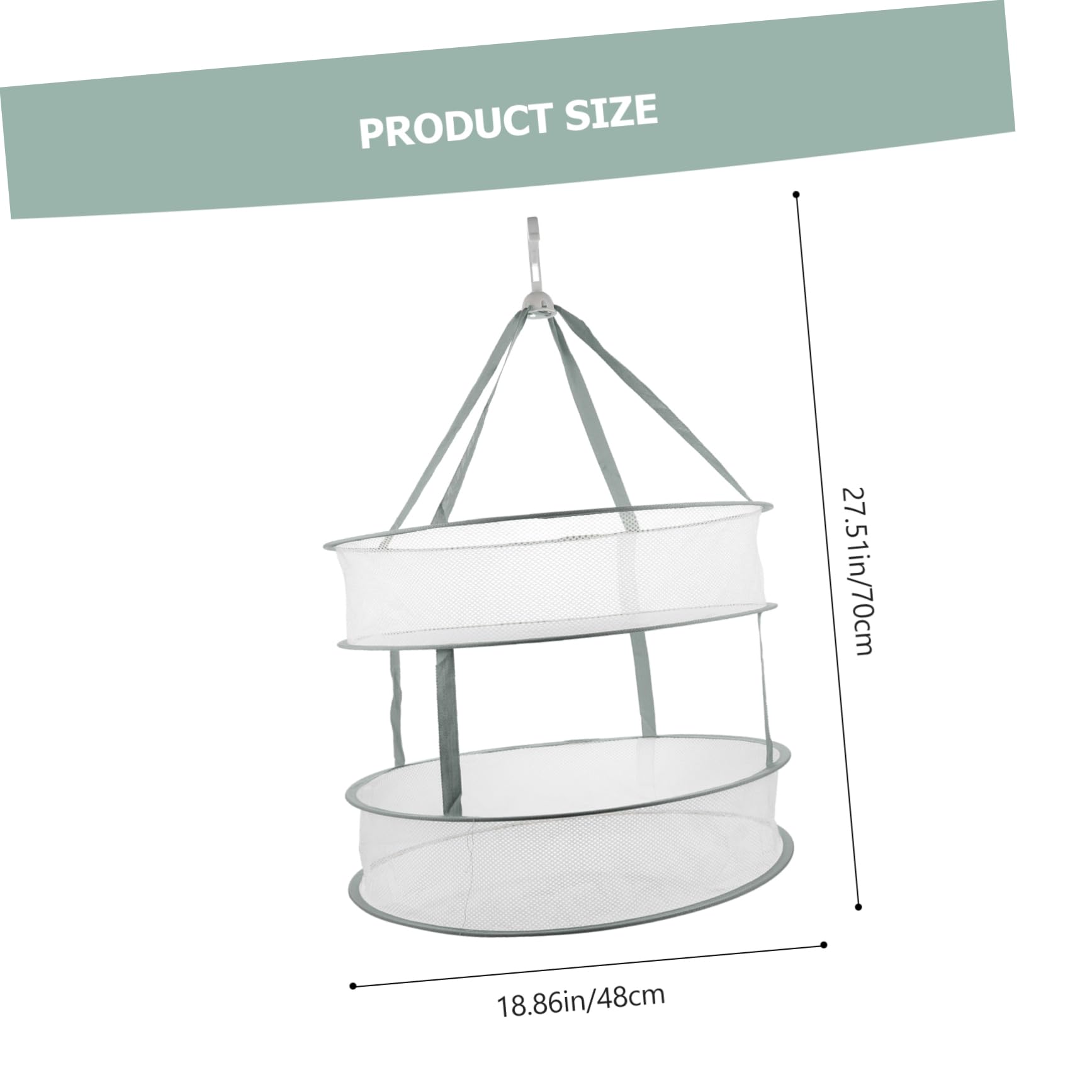 SOLUSTRE 1Pc Folding Double Layer Clothes Drying Basket Space Saving Laundry Hanging Accessory for Efficient Air Drying Lightweight Mesh Construction Convenient Home Use