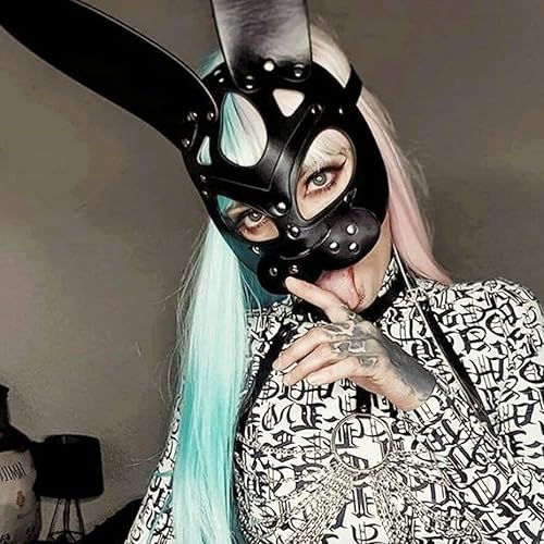 Miniatura 5 de Eioflia Máscaras de Halloween para adultos, máscaras de cuero para mujer, máscara de mascarada para mujeres, máscara de media cara de animales,