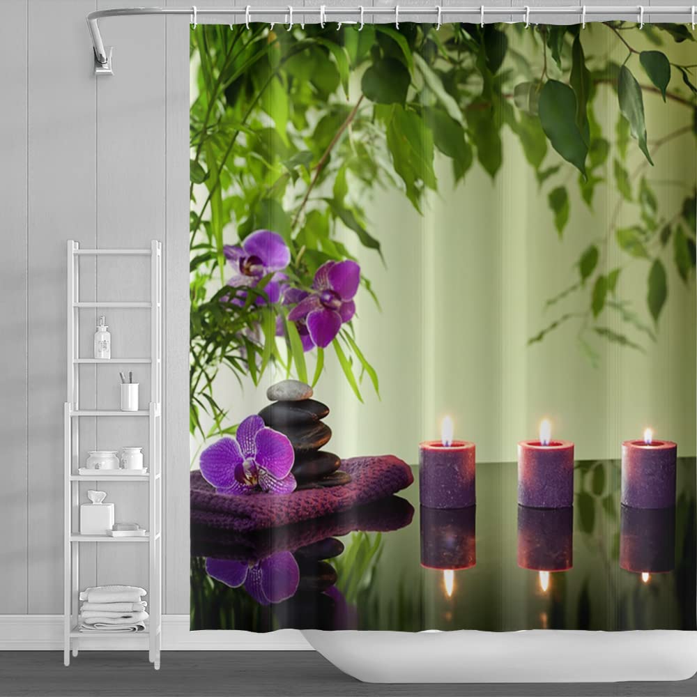 Poster Witte orchidee bloemen en groen bamboe