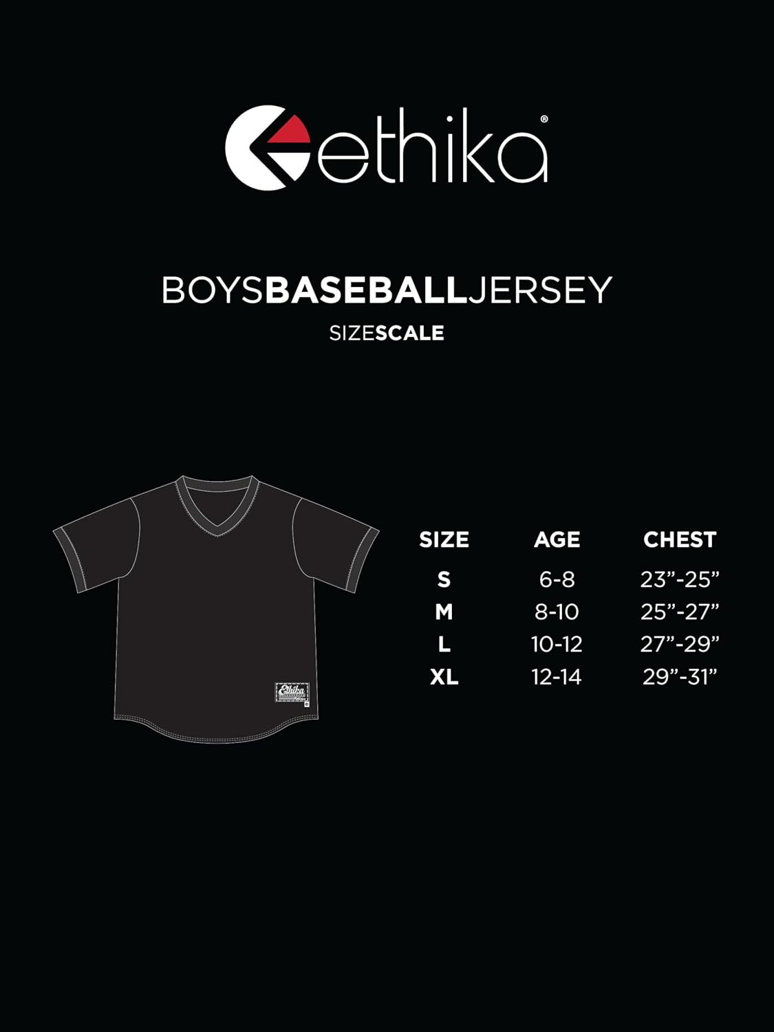 Ethika Boy's Baseball Jersey, Athletic Short Sleeve Jersey for Sport and Streetwear - OE 2001