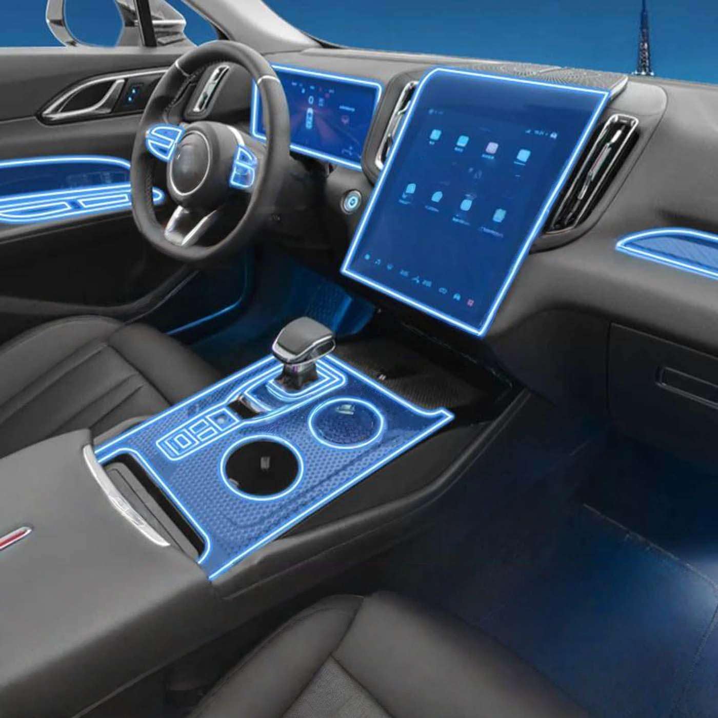 Car Interior Panel Anti-Scratch Protective, for FAW HONGQI HS3 2024 2025 Screen Transparent TPU Film Accessories Sticker