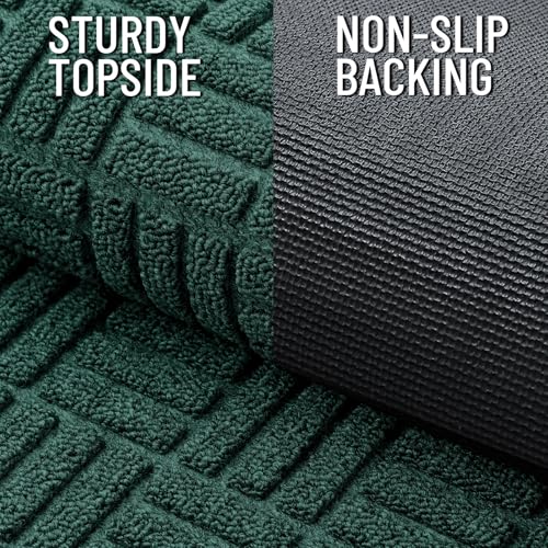 Image of OLANLY Front Door Mat Outside Entrance 47x32, Absorbent, Heavy Duty Sturdy Natural Rubber Doormat Indoor Outdoor, Non-Slip, Stain and Fade Resistant, Low Profile Floor Mat for Entryway, Black Green