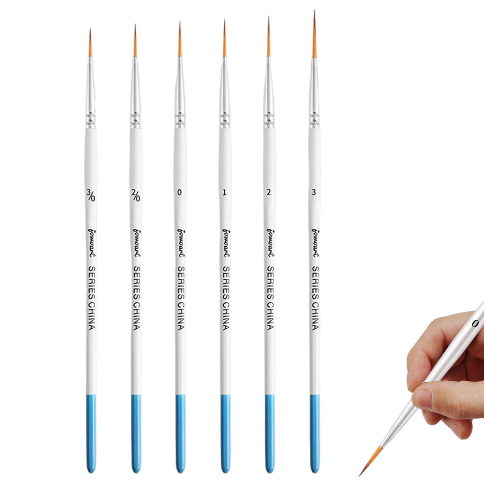 6 Pcs Fine Rigger Paint Brushes, Detail Nylon Tip for Acrylic Watercolour